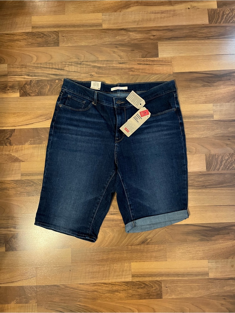 Levi's Dark Indigo Rolled Hem Jean Shorts